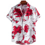 Tropenhemd Herren | Blumenmuster | leicht | atmungsaktiv | locker geschnitten | bunt-Weiß-Rot-S-Luzern Mode