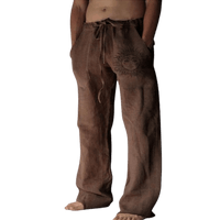 Sommerhose Herren | Leinen | Locker & bequem | Freizeit | Yoga | Alltag-Braun-S-Luzern Mode