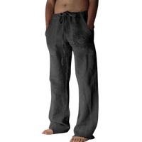 Sommerhose Herren | Leinen | Locker & bequem | Freizeit | Yoga | Alltag-Dunkelgrau-S-Luzern Mode