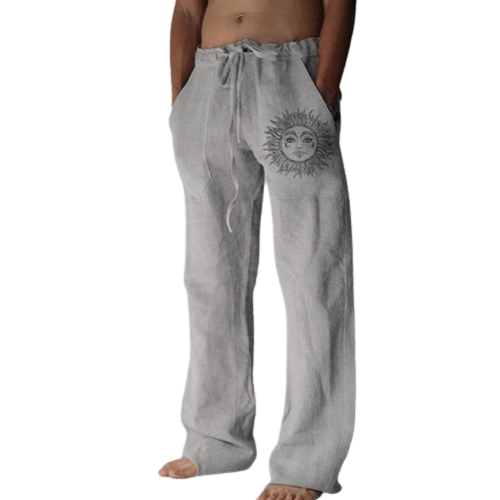 Sommerhose Herren | Leinen | Locker & bequem | Freizeit | Yoga | Alltag-Grau-S-Luzern Mode