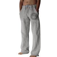 Sommerhose Herren | Leinen | Locker & bequem | Freizeit | Yoga | Alltag-Grau-S-Luzern Mode
