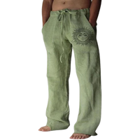 Sommerhose Herren | Leinen | Locker & bequem | Freizeit | Yoga | Alltag-Grün-S-Luzern Mode