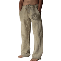 Sommerhose Herren | Leinen | Locker & bequem | Freizeit | Yoga | Alltag-Khaki-S-Luzern Mode