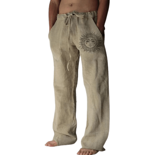 Sommerhose Herren | Leinen | Locker & bequem | Freizeit | Yoga | Alltag-Khaki-S-Luzern Mode