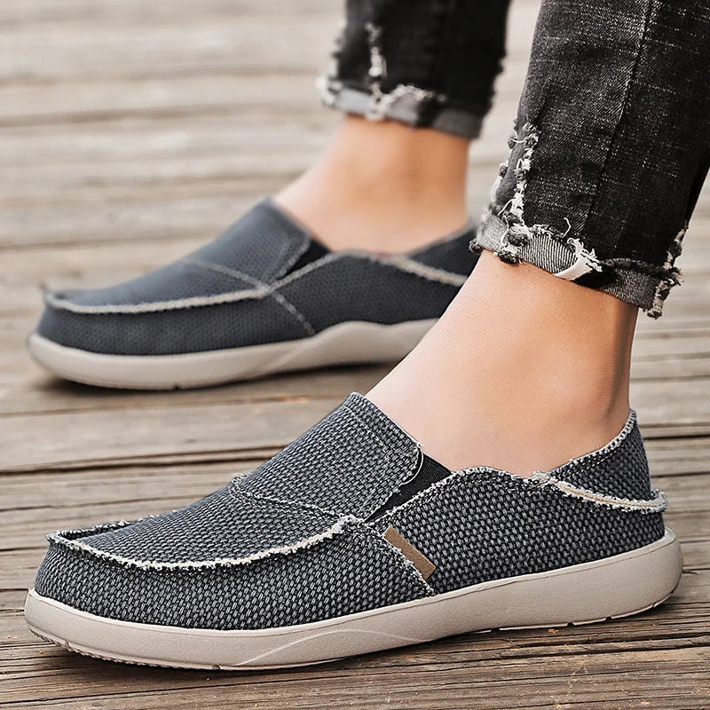 Trendige Sommer Slipper Herren | Atmungsaktive Schuhe | Rutschfeste Espadrilles-Dunkelgrau-39-Luzern Mode