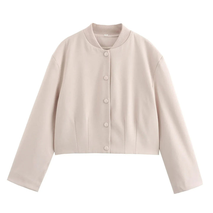 Leichtgewicht | Bomberjacke | Damen | Sommer | Stehkragen | Lässig | Schick-Beige-S-Luzern Mode