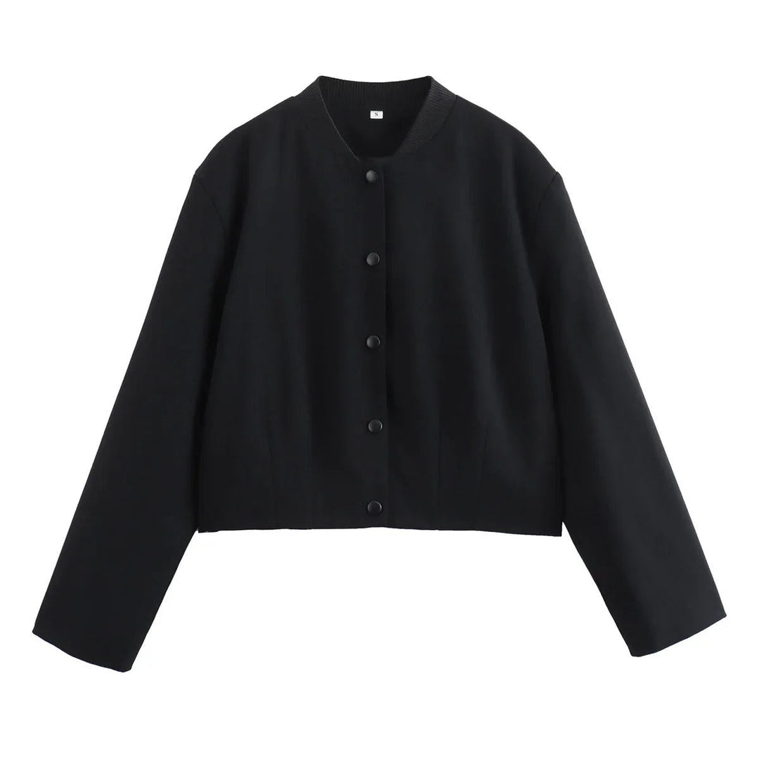 Leichtgewicht | Bomberjacke | Damen | Sommer | Stehkragen | Lässig | Schick-Schwarz-S-Luzern Mode