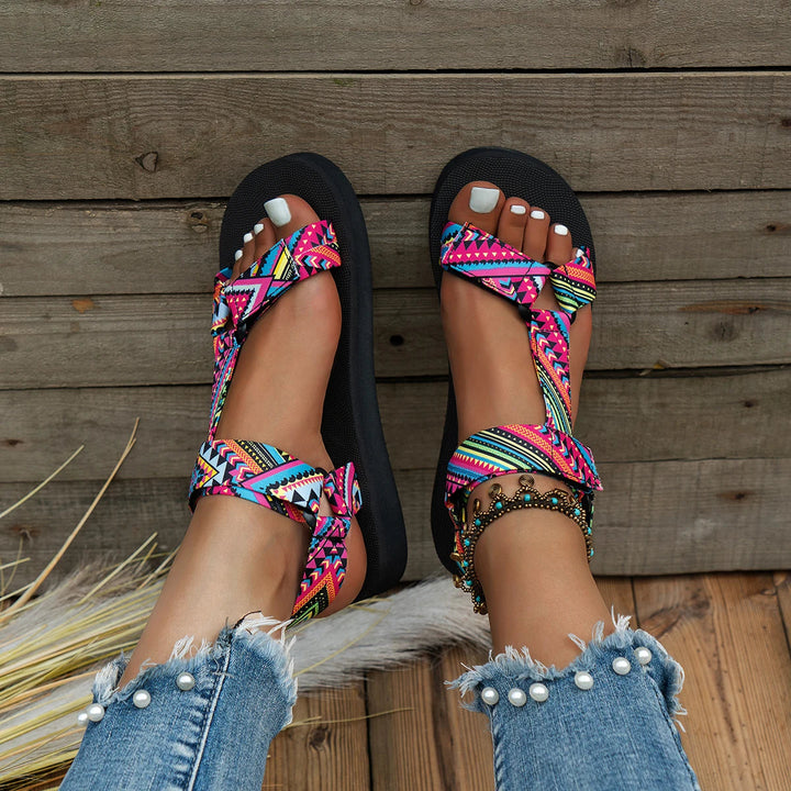 Damen Sandalen | Bunten Details | Offenes Design | Verstellbar -Luzern Mode
