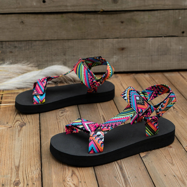 Damen Sandalen | Bunten Details | Offenes Design | Verstellbar -Luzern Mode