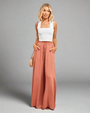 Sommerhose Damen | Hohe Taille | Leicht | Luftig | Bequem | Casual | Alltag-Orange-S (36)-Luzern Mode