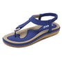Damen Sandalen | Offenes Design | Rutschfest | Flaches Design -Blau-35-Luzern Mode