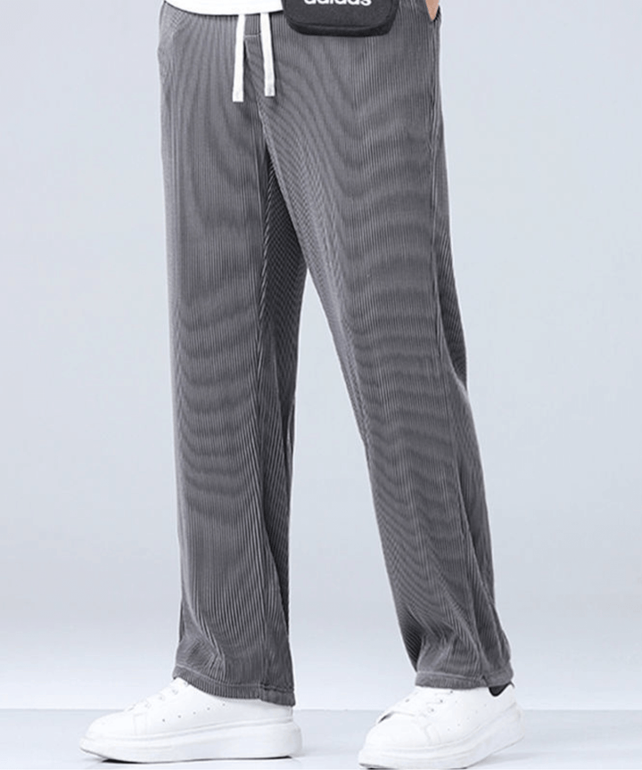 Herren Sommerhose | Elastischer Bund | Knöchellang | Einfarbig-Dunkelgrau-S-Luzern Mode