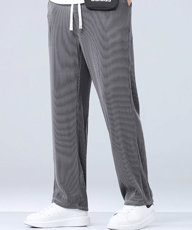 Herren Sommerhose | Elastischer Bund | Knöchellang | Einfarbig-Dunkelgrau-S-Luzern Mode