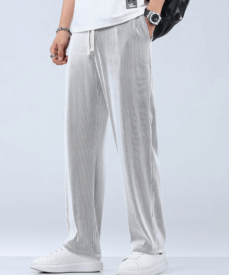 Herren Sommerhose | Elastischer Bund | Knöchellang | Einfarbig-Grau-S-Luzern Mode
