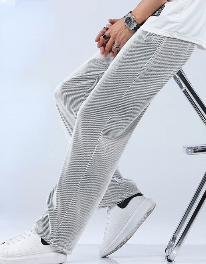 Herren Sommerhose | Elastischer Bund | Knöchellang | Einfarbig-Luzern Mode