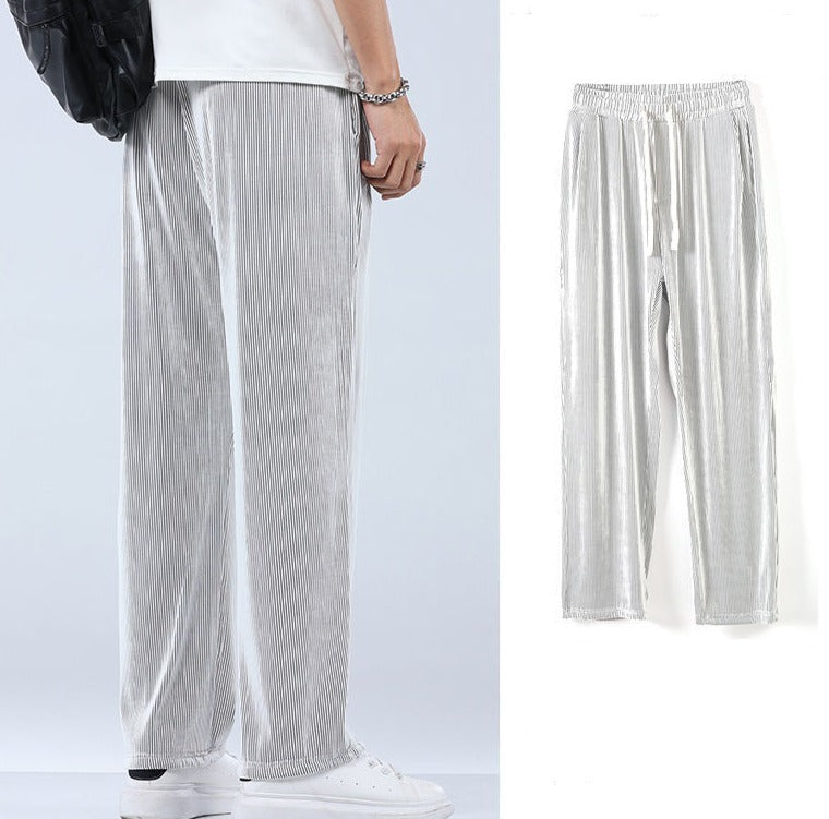 Herren Sommerhose | Elastischer Bund | Knöchellang | Einfarbig-Luzern Mode