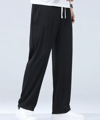 Herren Sommerhose | Elastischer Bund | Knöchellang | Einfarbig-Schwarz-S-Luzern Mode