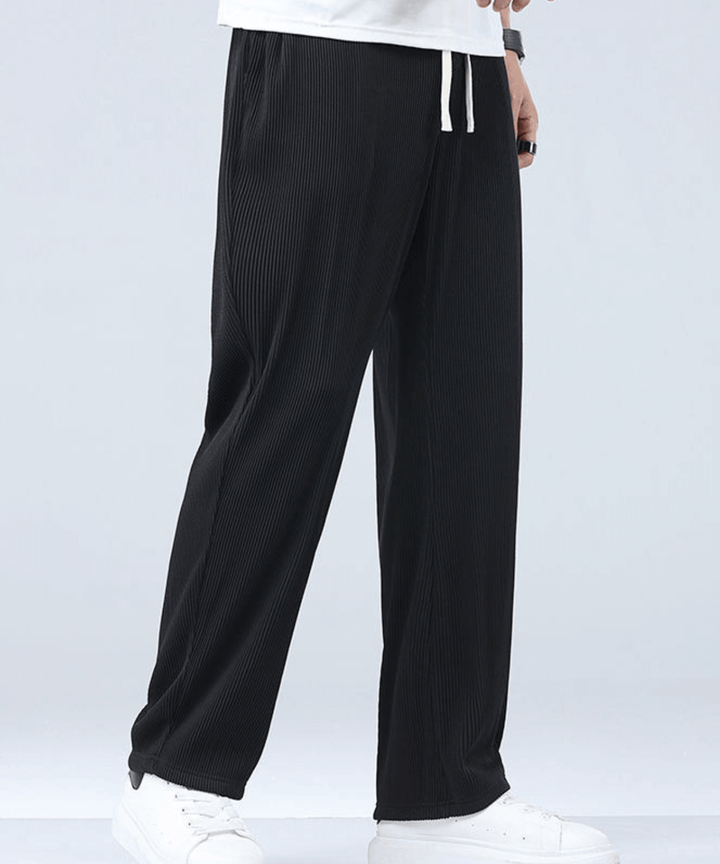 Herren Sommerhose | Elastischer Bund | Knöchellang | Einfarbig-Schwarz-S-Luzern Mode