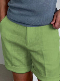 Sommer Shorts Herren | Leinen Baumwolle | Locker | Luftig | Atmungsaktiv | Strand-Grün-S-Luzern Mode
