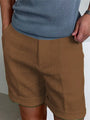 Sommer Shorts Herren | Leinen Baumwolle | Locker | Luftig | Atmungsaktiv | Strand-Kaffee-S-Luzern Mode