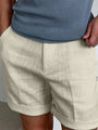 Sommer Shorts Herren | Leinen Baumwolle | Locker | Luftig | Atmungsaktiv | Strand-Khaki-S-Luzern Mode
