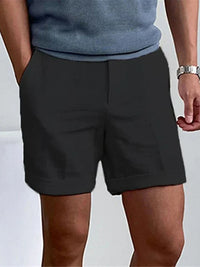 Sommer Shorts Herren | Leinen Baumwolle | Locker | Luftig | Atmungsaktiv | Strand-Schwarz-S-Luzern Mode