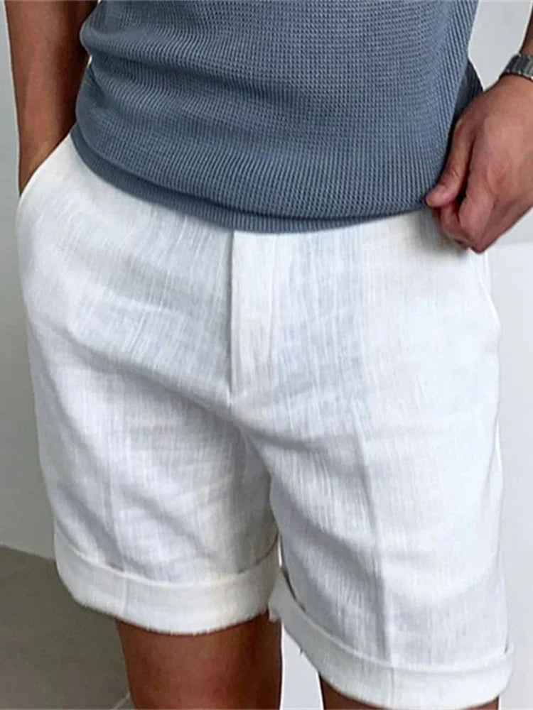 Sommer Shorts Herren | Leinen Baumwolle | Locker | Luftig | Atmungsaktiv | Strand-Luzern Mode