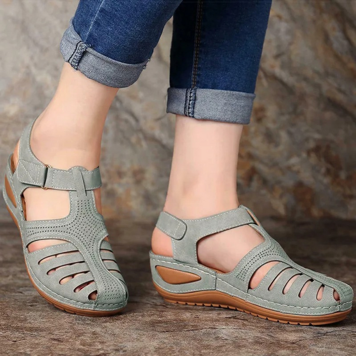 Römersandalen Damen - Bequeme Sommerschuhe mit Riemen-35-Grau-Luzern Mode