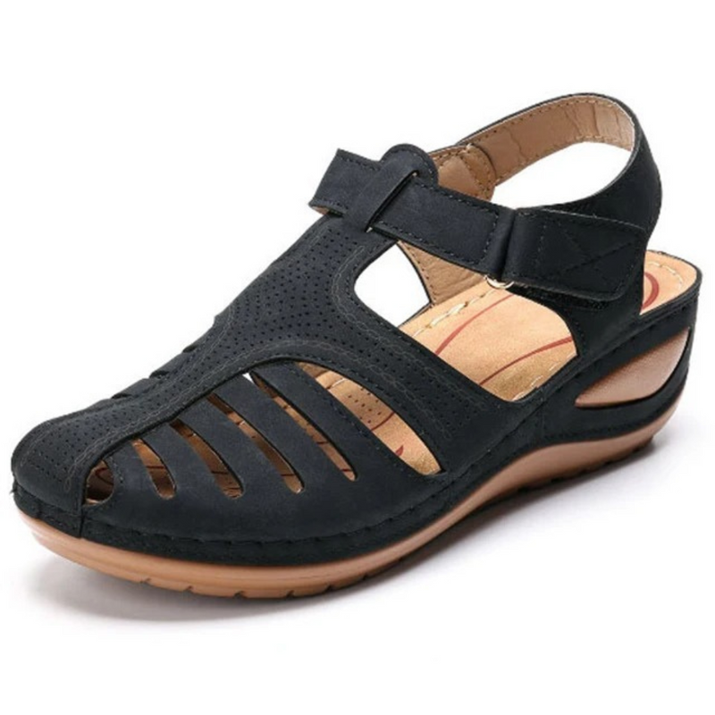 Römersandalen Damen - Bequeme Sommerschuhe mit Riemen-35-Schwarz-Luzern Mode
