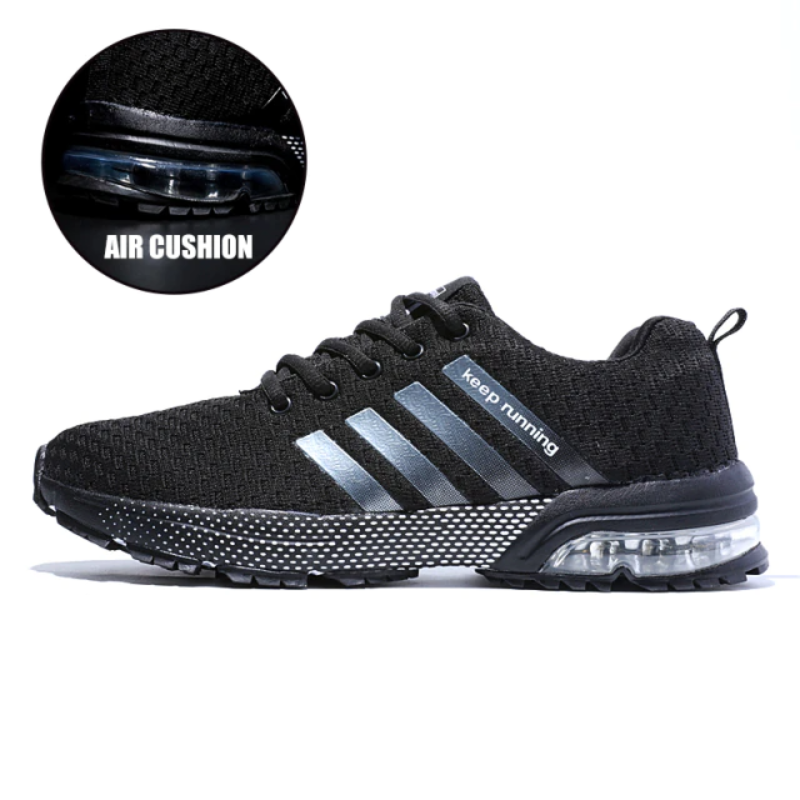 Herren Laufschuhe mit Luftpolstersohle für Komfort-Schwarz-38-Luzern Mode