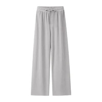 Leinenhose Damen Sommer | Luftig | Weit | Leicht | Alltag | Strand | Büro-Grau-L-Luzern Mode