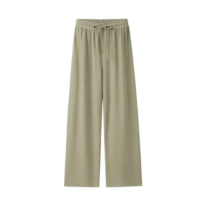Leinenhose Damen Sommer | Luftig | Weit | Leicht | Alltag | Strand | Büro-Grün-L-Luzern Mode