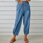 Atmungsaktives Leinenmaterial | weiter Schnitt | elastischer Bund mit Kordelzug-Denimblau-S-Luzern Mode