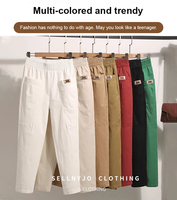 Leichte Sommerhose Damen | Baumwolle | Elastischer Bund | Luftig | Bequem & stylisch-Luzern Mode