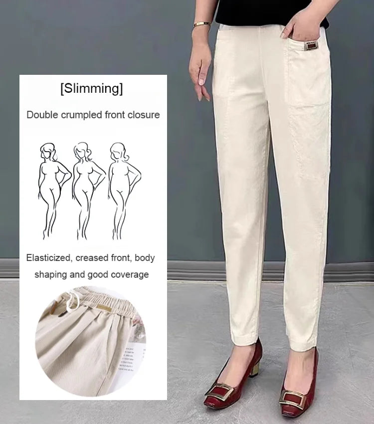 Leichte Sommerhose Damen | Baumwolle | Elastischer Bund | Luftig | Bequem & stylisch-Luzern Mode