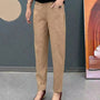 Leichte Sommerhose Damen | Baumwolle | Elastischer Bund | Luftig | Bequem & stylisch-Khaki-M-Luzern Mode