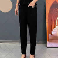 Leichte Sommerhose Damen | Baumwolle | Elastischer Bund | Luftig | Bequem & stylisch-Schwarz-M-Luzern Mode