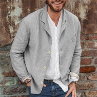 Sommerjacke Herren | Leinen Baumwolle | Leicht & atmungsaktiv | Casual Look-Grau-S-Luzern Mode