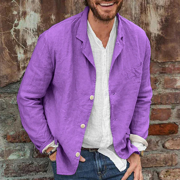 Sommerjacke Herren | Leinen Baumwolle | Leicht & atmungsaktiv | Casual Look-Lila-S-Luzern Mode
