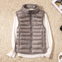Damen Steppweste | Ärmellos | Einfarbig | Tailliert | Reißverschluss-Khaki-S-Luzern Mode