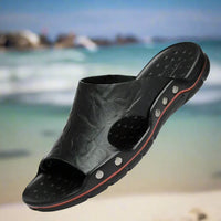Sommerschuhe Damen | schwarz | PU-Leder | EVA-Sohle | leicht | atmungsaktiv | bequem-Luzern Mode