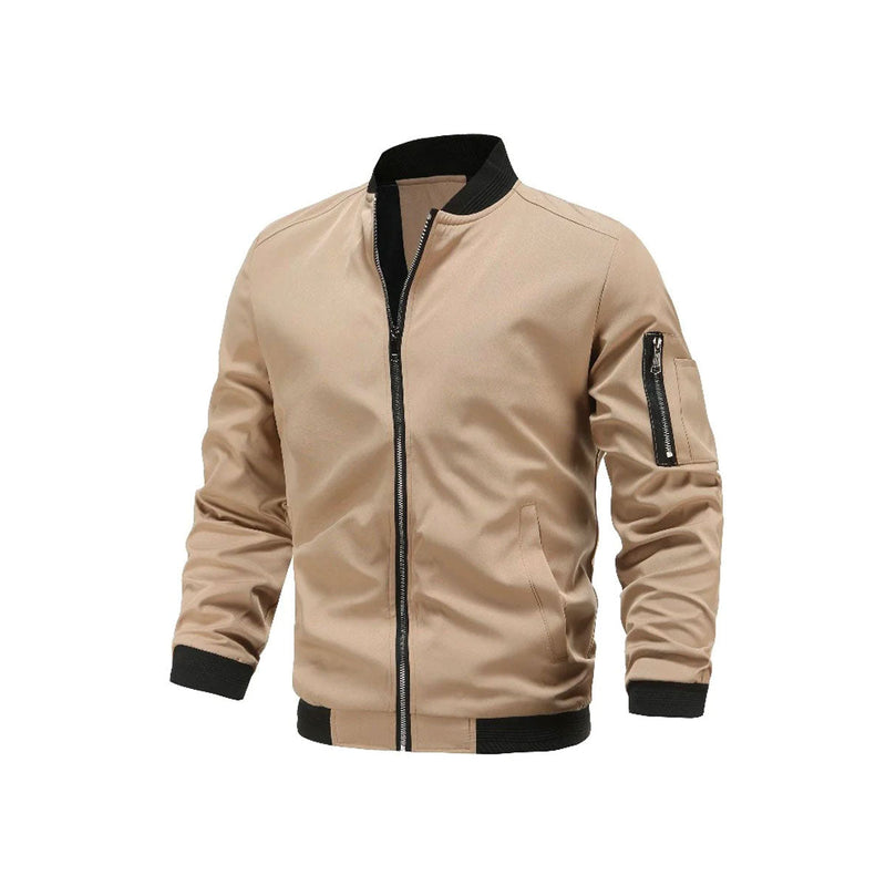 Bomberjacke Herren | Slim Fit | Leicht & modern | Freizeitjacke mit Reißverschluss-Khaki-M-Luzern Mode