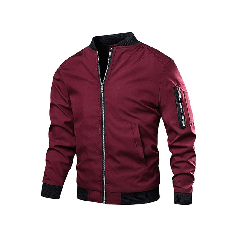 Bomberjacke Herren | Slim Fit | Leicht & modern | Freizeitjacke mit Reißverschluss-Rot-M-Luzern Mode