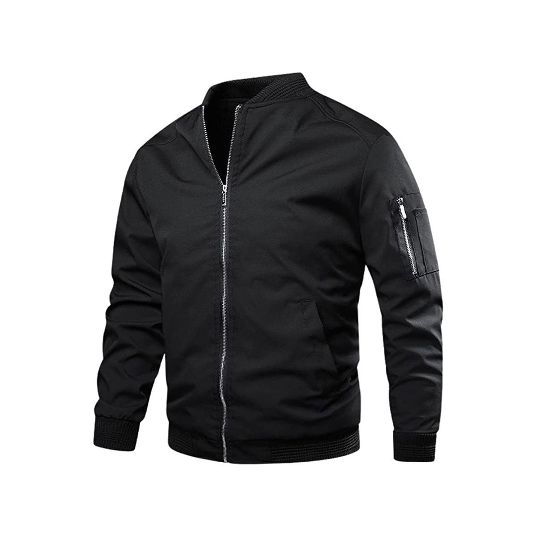 Bomberjacke Herren | Slim Fit | Leicht & modern | Freizeitjacke mit Reißverschluss-Schwarz-M-Luzern Mode