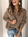 Damen Strickpullover V-Ausschnitt mit Pailletten-Details-Camel-XS-Luzern Mode