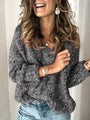 Damen Strickpullover V-Ausschnitt mit Pailletten-Details-Dunkelgrau-XS-Luzern Mode