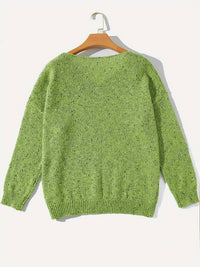 Damen Strickpullover V-Ausschnitt mit Pailletten-Details-Luzern Mode