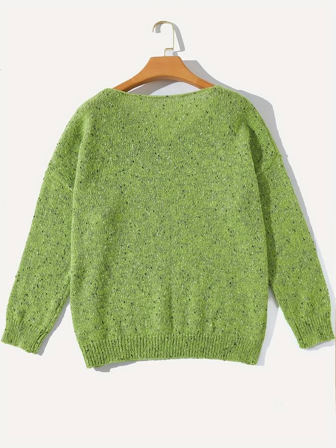 Damen Strickpullover V-Ausschnitt mit Pailletten-Details-Luzern Mode