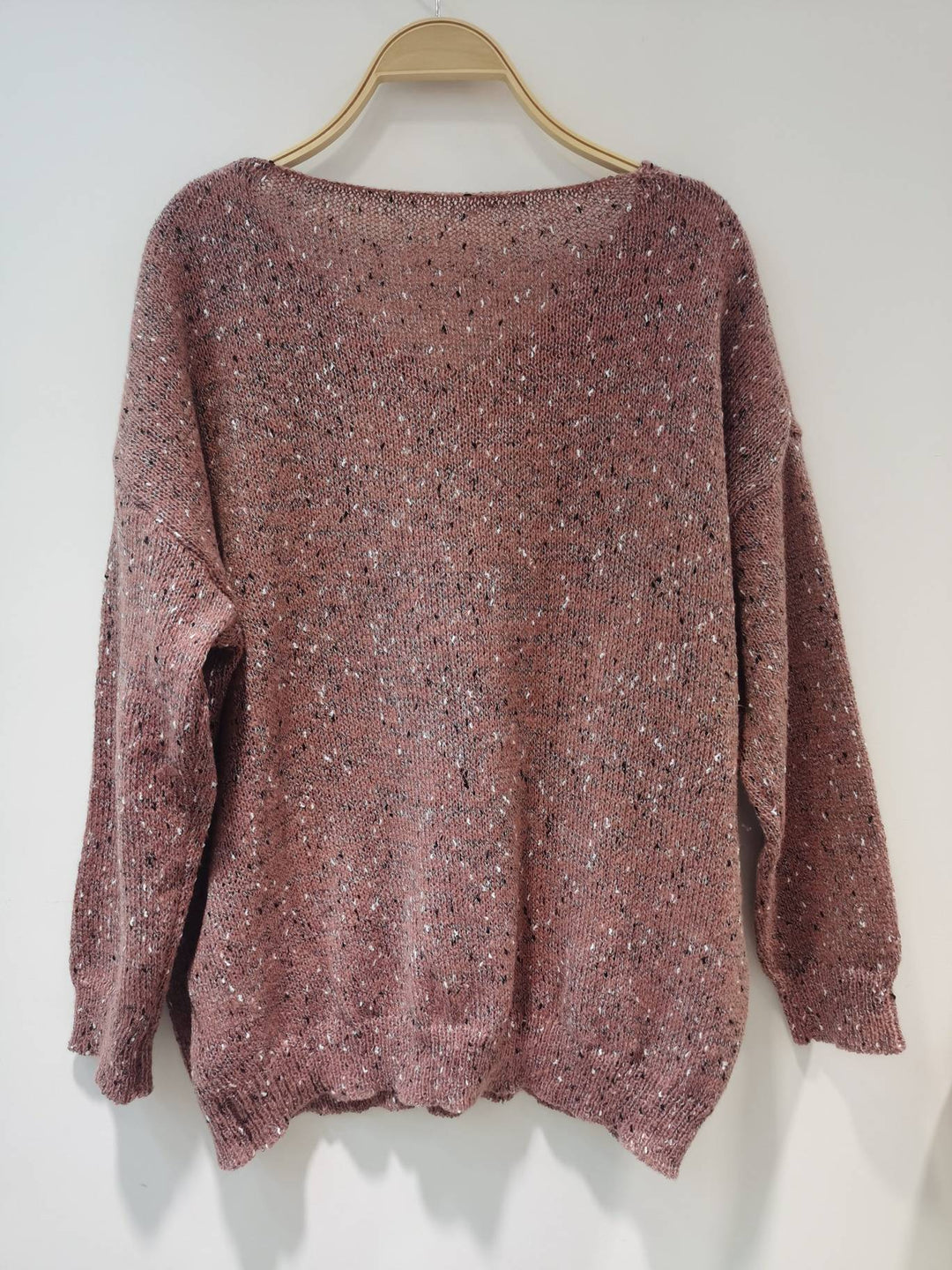 Damen Strickpullover V-Ausschnitt mit Pailletten-Details-Luzern Mode