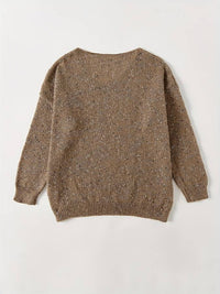 Damen Strickpullover V-Ausschnitt mit Pailletten-Details-Luzern Mode